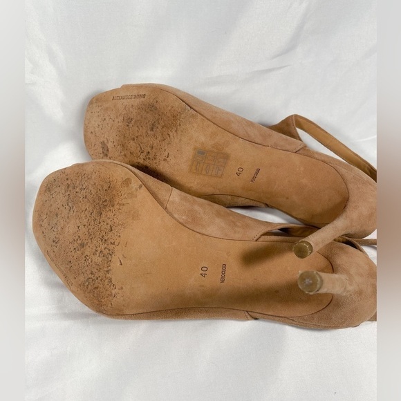 Alexander Wang High Heel Womens Strappy Piper Suede Fishnet Shoes Size 10 Tan - Picture 11 of 11